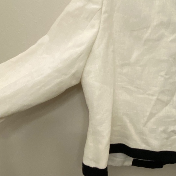 Vintage Precis Petite White and Black 100% Linen Blazer Jacket - Picture 4 of 11